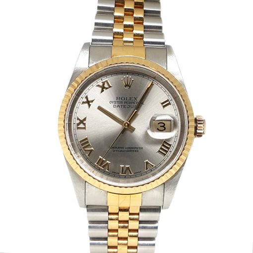 Rolex Datejust 36mm Automatic Steel/18k Yellow Gold Jubilee Roman Silver Dial - 16233