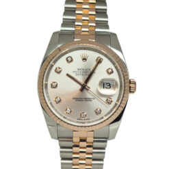 Rolex Datejust 36mm Automatic steel/18k Rose Gold Jubilee Silver Diamond Dial - 116231