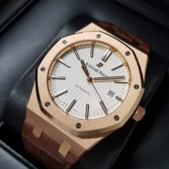 Alternative view of Audemars Piguet Royal Oak 41MM Automatic Rose Gold Silver Dial - 15400OR.OO.D088CR.01 B&P