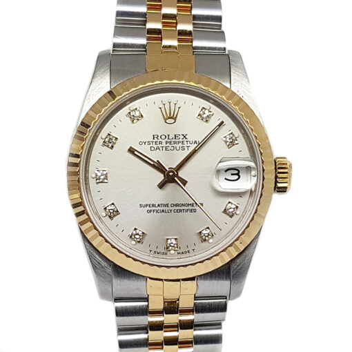 Rolex Ladies Datejust 31mm Automatic Steel/18K Silver Diamond Dial - 68273