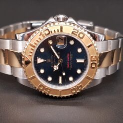 Alternative view of Rolex Yatch-Master 35mm Automatic Gold/Steel Blue Dial - 168623 'B&P 2003'