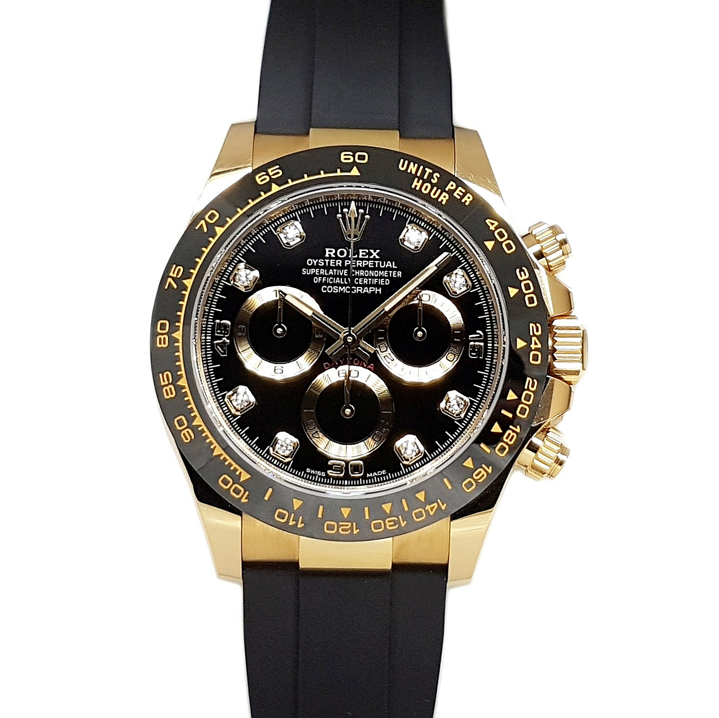 Rolex Cosmograph Daytona Oysterflex 40mm Yellow Gold Black Diamond Dial- 116518LN 'B&P 2023'