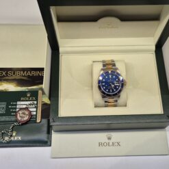 Alternative view of Rolex Submariner Date 40mm Automatic Steel/18k Yellow Gold Engraved Rehaut Blue Dial - 16613 'B&P'