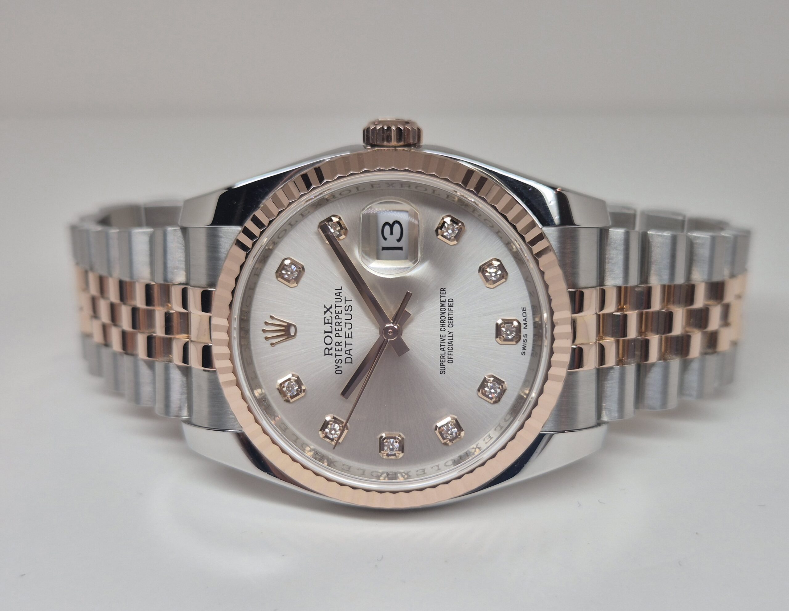 Rolex Datejust 36mm Automatic steel/18k Rose Gold Jubilee Silver Diamond Dial - 116231 - Image 6