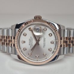 Alternative view of Rolex Datejust 36mm Automatic steel/18k Rose Gold Jubilee Silver Diamond Dial - 116231