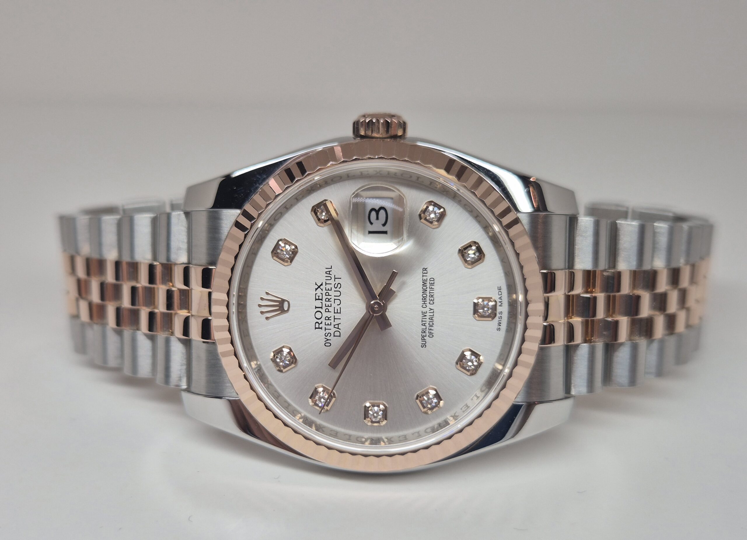 Rolex Datejust 36mm Automatic steel/18k Rose Gold Jubilee Silver Diamond Dial - 116231 - Image 2