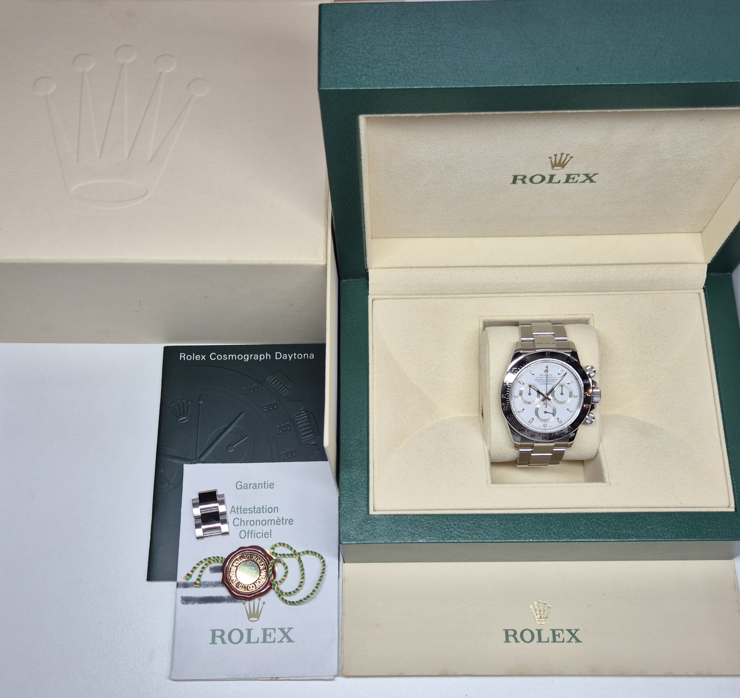 Rolex Cosmograph Daytona 40mm Automatic Chronograph Stainless Steel White Dial - 116520 'B&P 2006' - Image 2