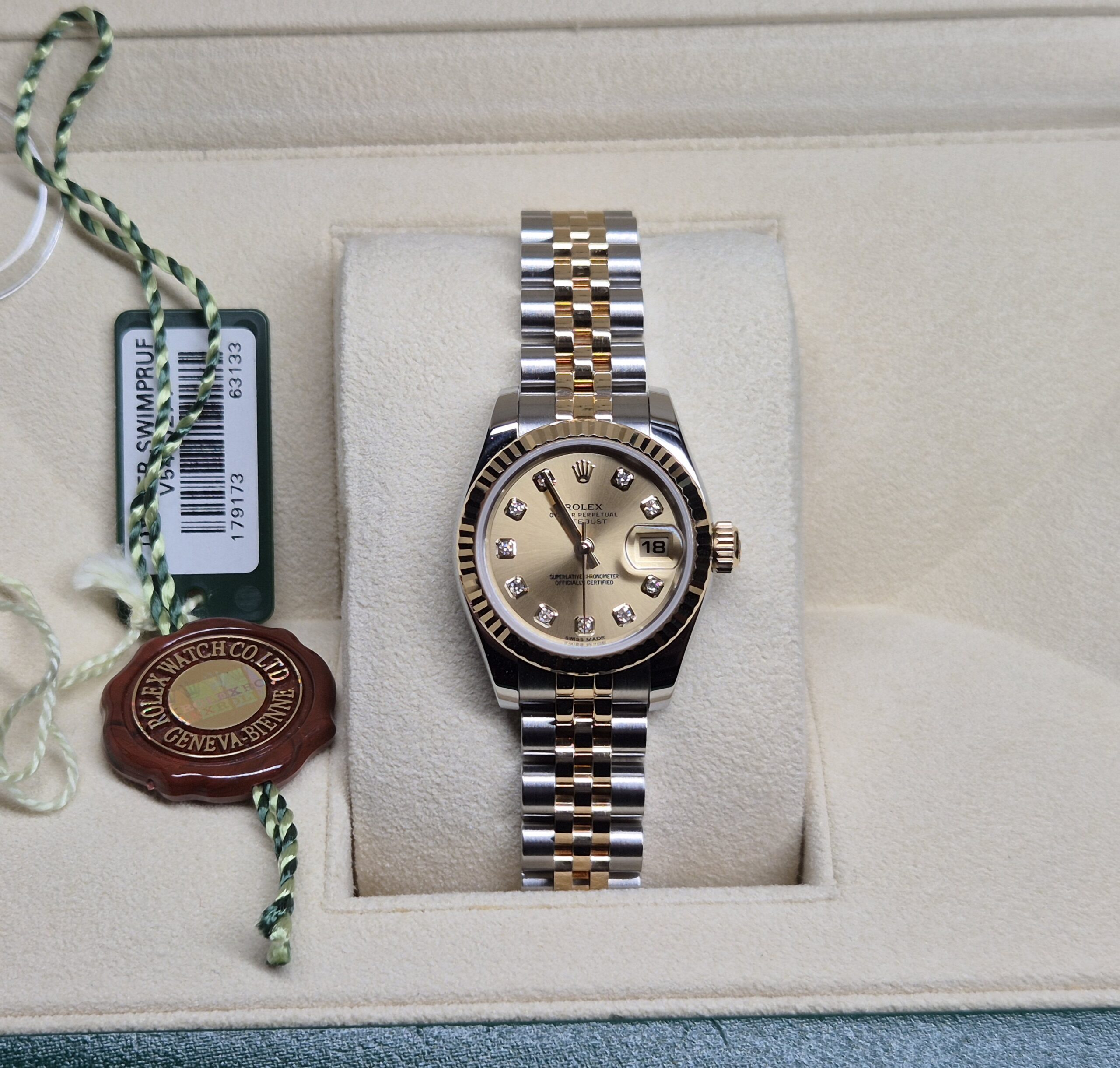 Rolex Datejust 26mm Automatic Steel/18k Yellow Gold Jubilee Champagne Diamond Dial - 179173 'B&P 2015' - Image 5