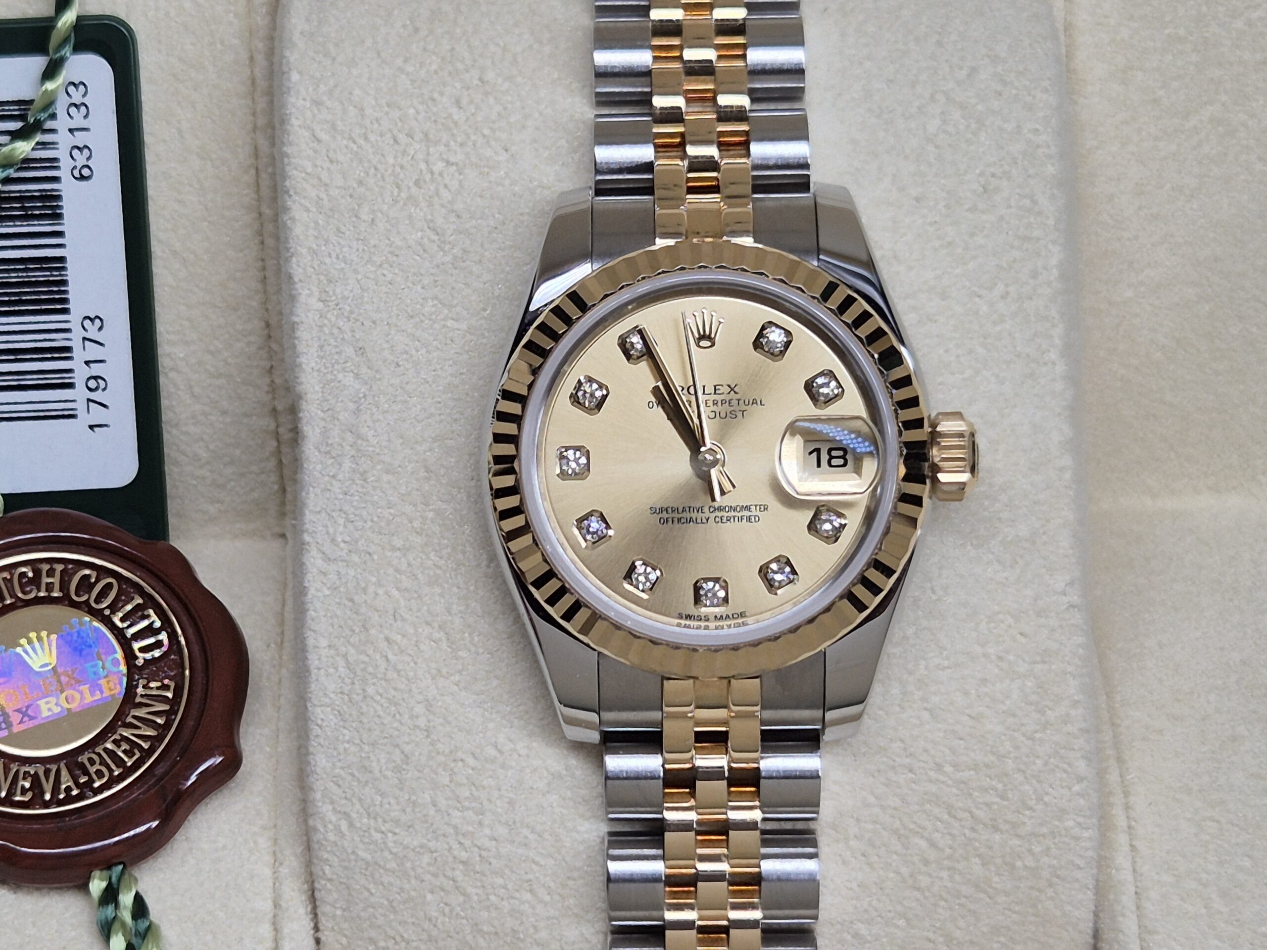 Rolex Datejust 26mm Automatic Steel/18k Yellow Gold Jubilee Champagne Diamond Dial - 179173 'B&P 2015' - Image 4