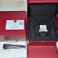Alternative view of Cartier Santos Chronograph 43.3mm Automatic Silver Dial Black ADLC Bezel - WSSA0017 'B&P'