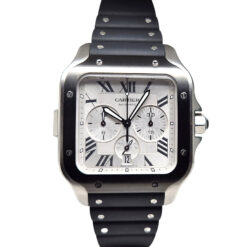 Cartier Santos Chronograph 43.3mm Automatic Silver Dial Black ADLC Bezel - WSSA0017 'B&P'