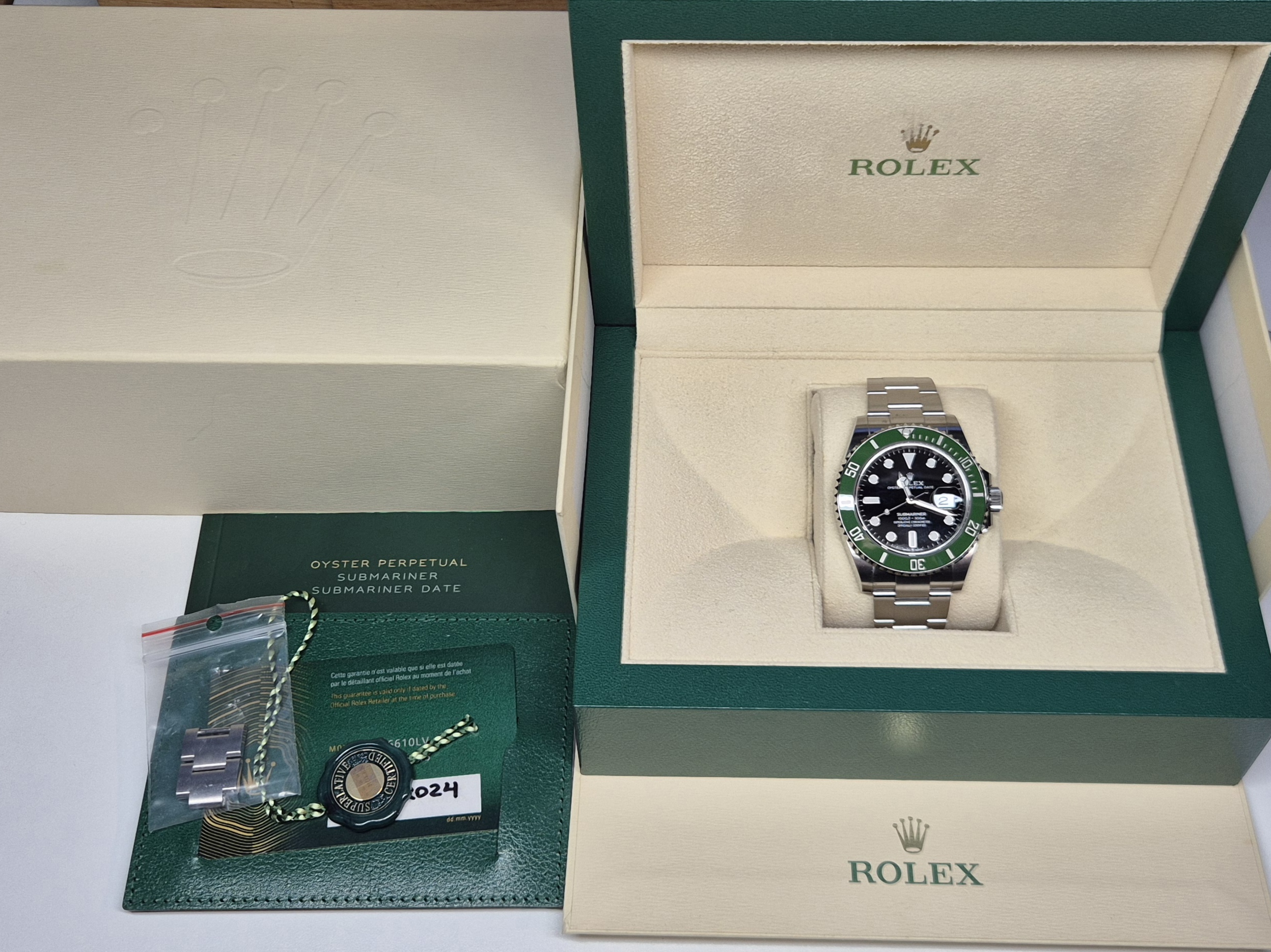 Rolex Submariner Date 41mm Automatic Oystersteel Black Dial Green Ceramic Bezel - 126610LV 'B&P 2024' - Image 4