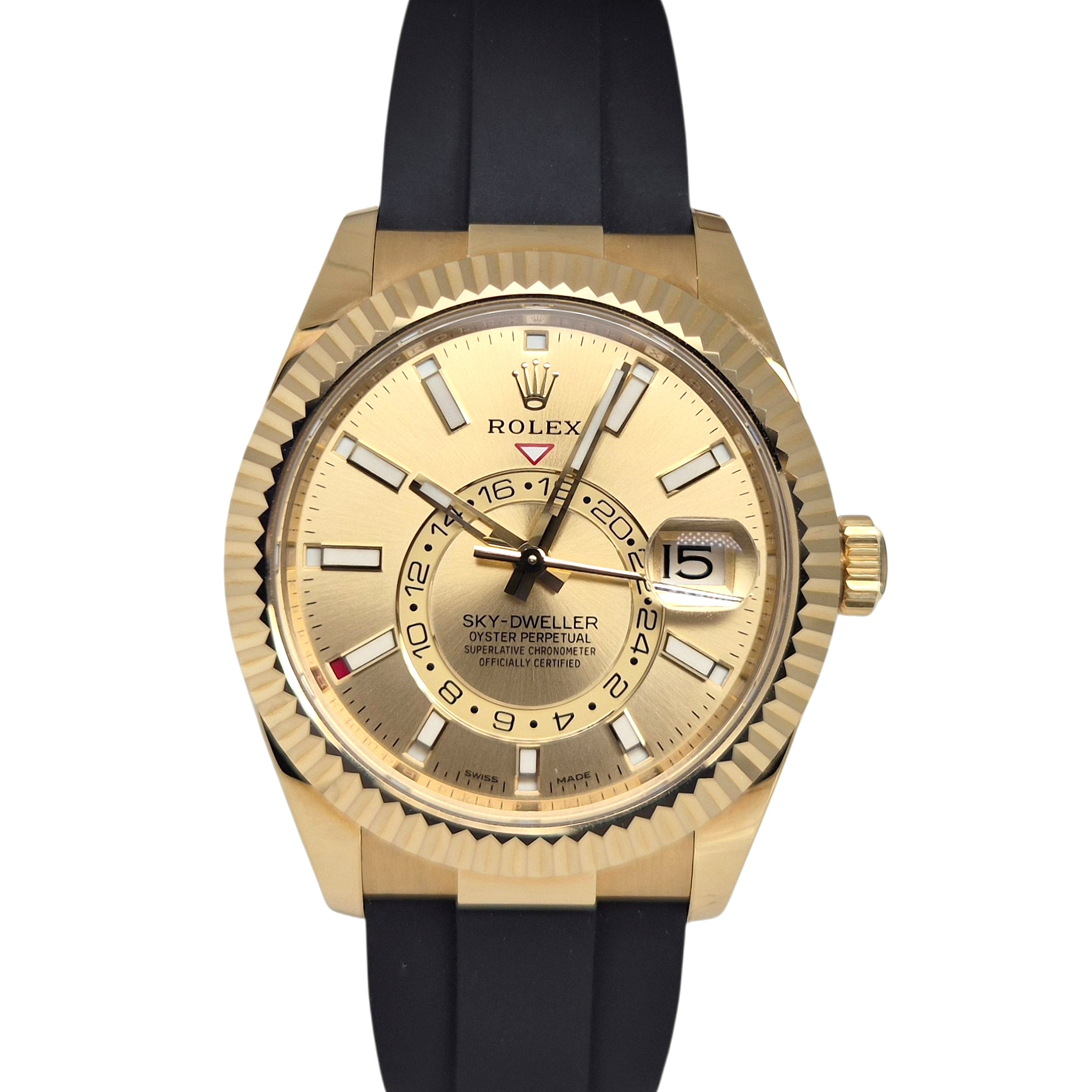 Rolex Sky-Dweller 42mm Automatic Oysterflex Champagne Dial 326238 B P 2021 As New Condition