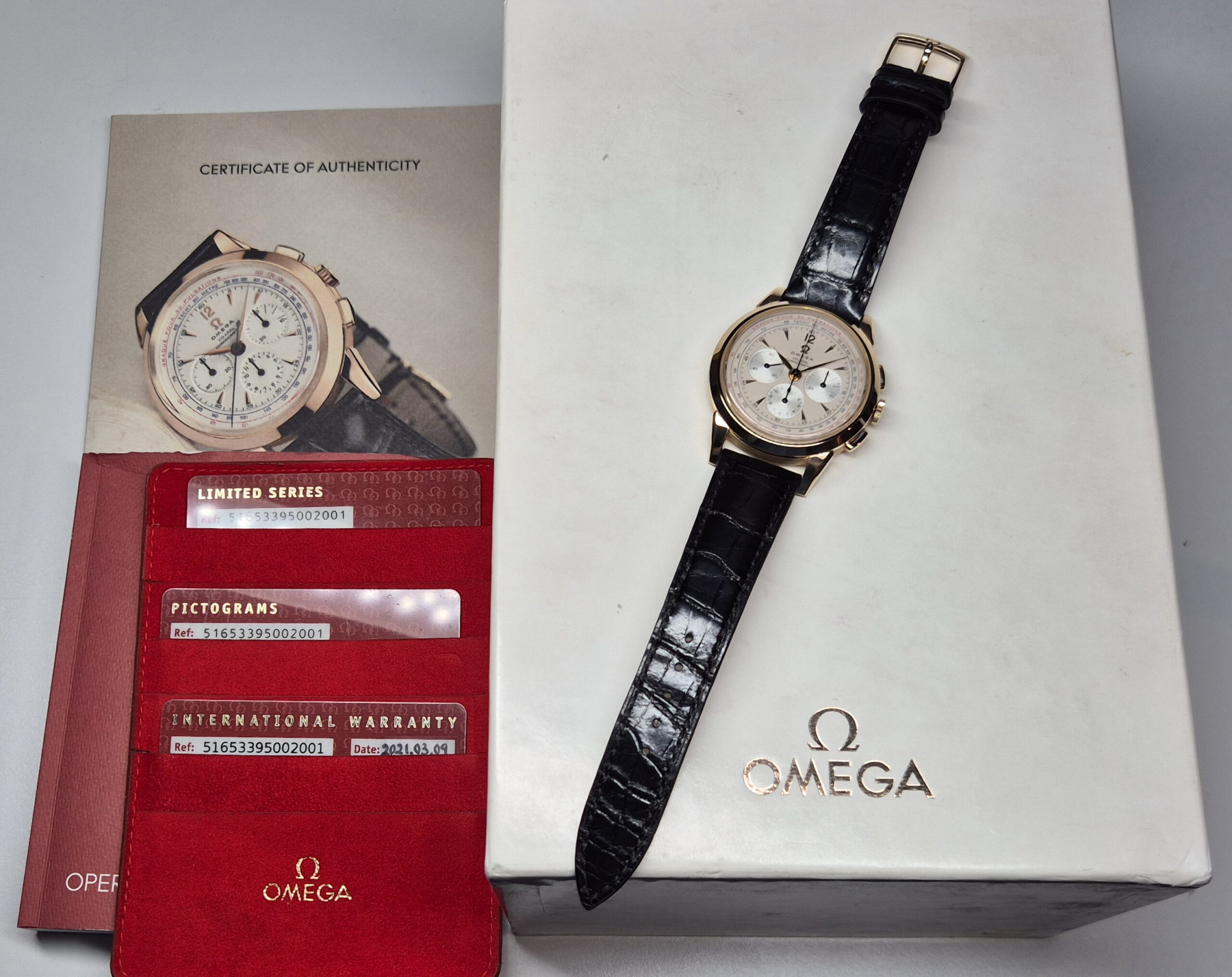 Omega Museum Collection 39mm No. 8 Recent Timer 1949 Rose Gold- 516.53.39.50.02.001 'B&P 2009' - Image 3